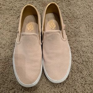 Blush Pink Asher Perforated Leather Slip On Vans